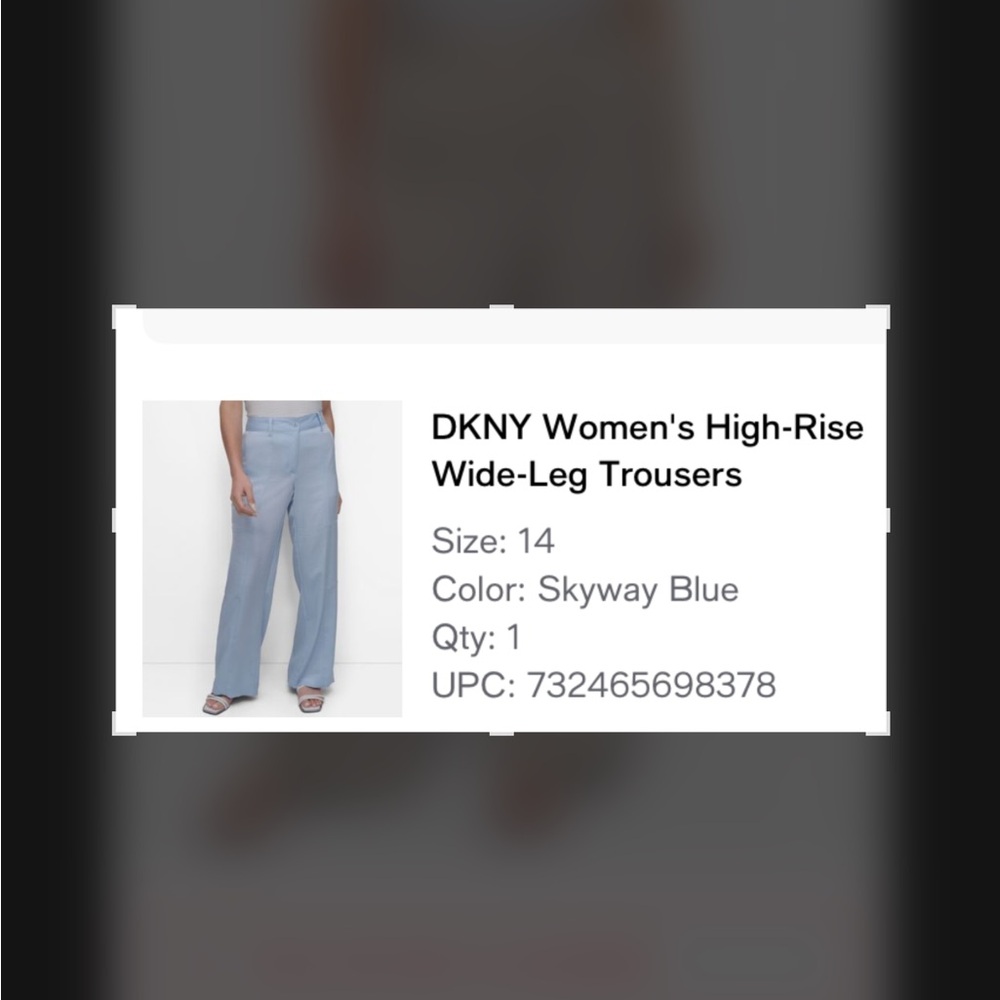 DKNY Women's High Rise Wide Leg Flat Front Trousers 14